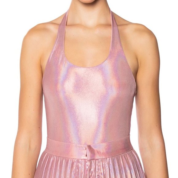 Stasia 3006 Pretty in Pink Metallic Sleeveless Bodysuit L XL - Picture 6 of 8